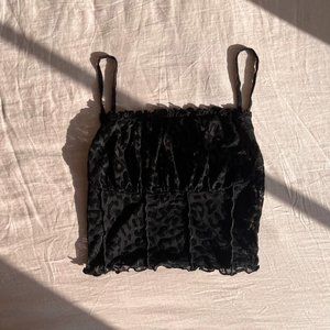 sheer and velvet bustier top xs